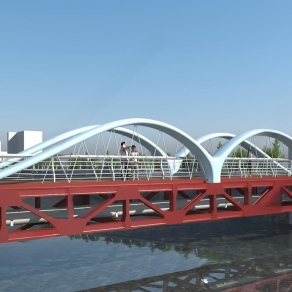 现代人行桥3D模型下载